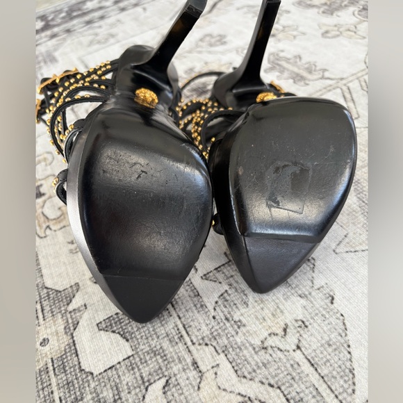 Versace Black Heels with Gold Studs - Picture 6 of 8